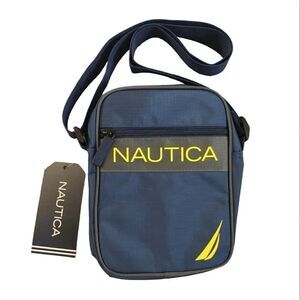 Nautica Blue Grey Yellow Unisex Crossbody Shoulder Bag NWT